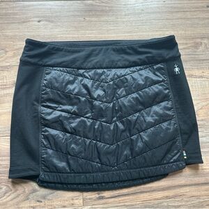 Smartwool Pull-on Quilted Black Skirt Size Large Wool Blend Puffer Ski Bunny